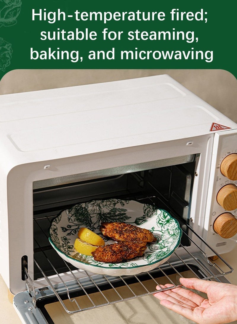 طقم عشاء من ١٨ قطعة، طقم هدايا، أدوات مائدة سيراميك كلاسيكية أنيقة، آمنة للاستخدام في غسالة الصحون والميكروويف، وردة خضراء - Image 4